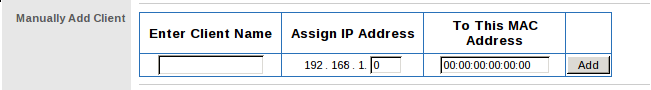 Manual DHCP reservation